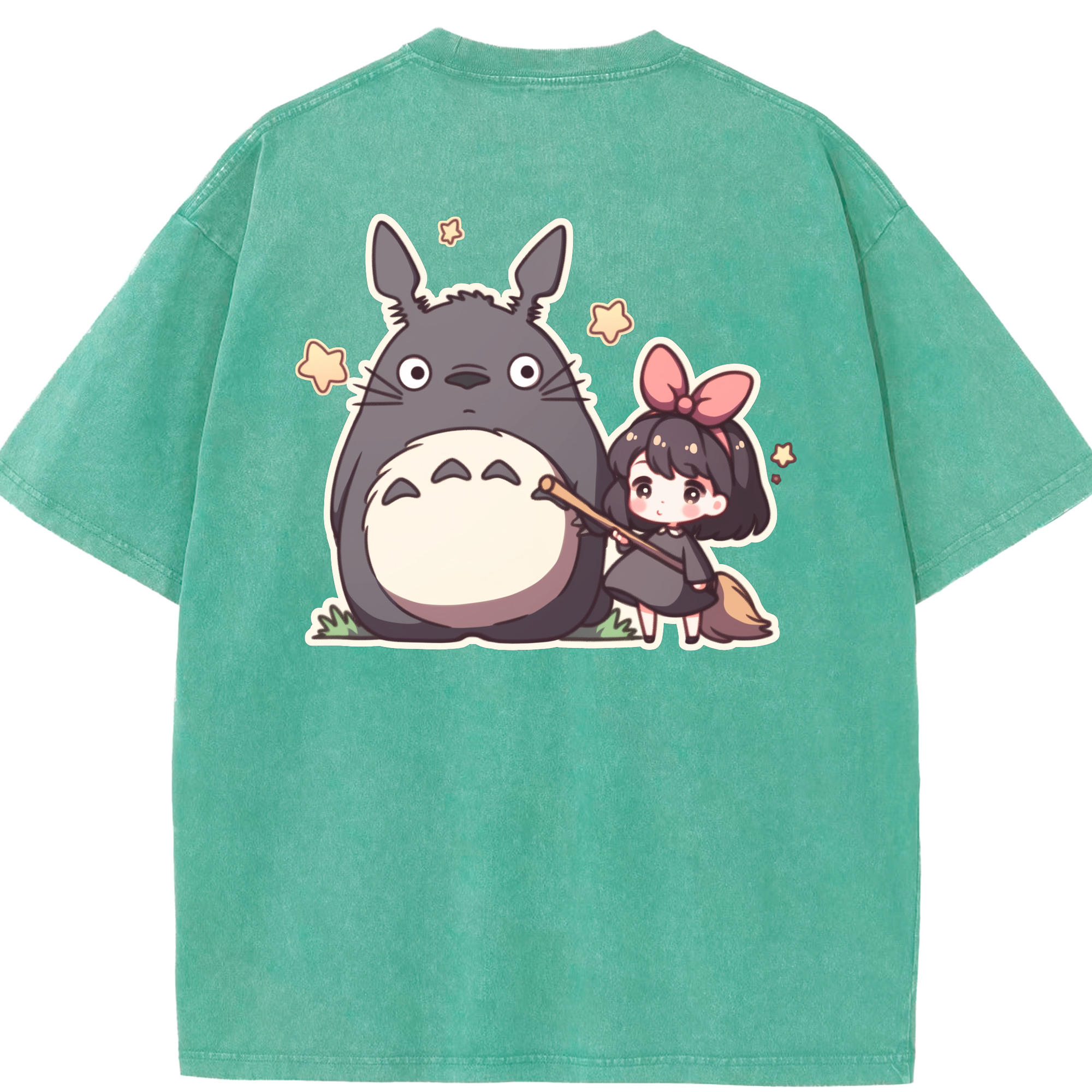 （画像用） となりのトトロ 草壁メイ 草壁サツキ My Neighbor Totoro Satsuki Kusakabe Mei Kusakabe 綿100% ヴィンテージ風 半袖Tシャツ（背面プリント）
